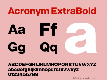 Acronym ExtraBold Version 1.002 Font Sample