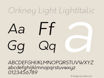 Orkney Light LightItalic 1.0; ttfautohint (v1.5)图片样张