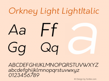 Orkney Light LightItalic 1.0; ttfautohint (v1.5)图片样张
