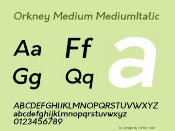 Orkney Medium MediumItalic 1.0; ttfautohint (v1.5) Font Sample