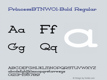 PrincessBTNW01-Bold Regular Version 1.00 Font Sample