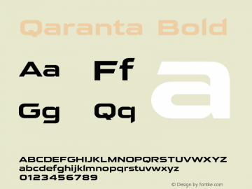 Qaranta Bold Version 1.00 April 17, 2016, initial release Font Sample