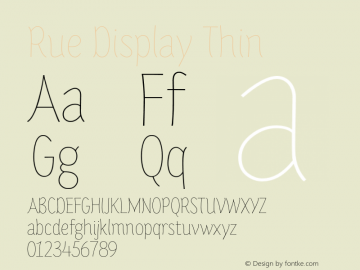 Rue Display Thin Version 1.001 Font Sample