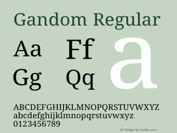 Gandom Regular Version 0.5 Font Sample