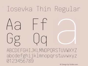 Iosevka Thin Regular 1.11.2; ttfautohint (v1.6) Font Sample