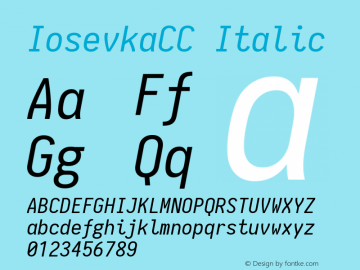 IosevkaCC Italic 1.11.2; ttfautohint (v1.6) Font Sample