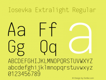 Iosevka Extralight Regular 1.11.2; ttfautohint (v1.6)图片样张