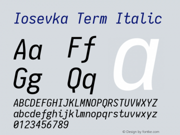 Iosevka Term Italic 1.11.2; ttfautohint (v1.6)图片样张