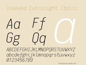 Iosevka Extralight Italic 1.11.2; ttfautohint (v1.6)图片样张