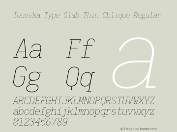 Iosevka Type Slab Thin Oblique Regular 1.11.2; ttfautohint (v1.6)图片样张
