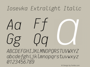 Iosevka Extralight Italic 1.11.2; ttfautohint (v1.6)图片样张