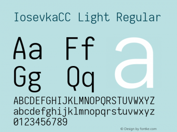 IosevkaCC Light Regular 1.11.2; ttfautohint (v1.6) Font Sample