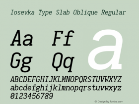 Iosevka Type Slab Oblique Regular 1.11.2; ttfautohint (v1.6) Font Sample
