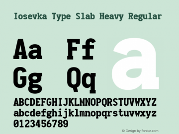 Iosevka Type Slab Heavy Regular 1.11.2; ttfautohint (v1.6) Font Sample