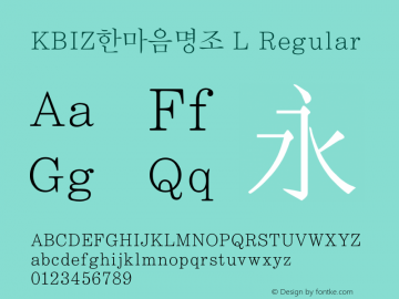 KBIZ한마음명조 L Regular Unknown图片样张