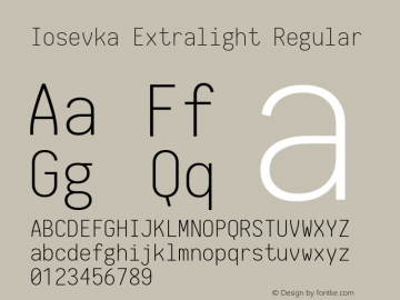 Iosevka Extralight Regular 1.11.3; ttfautohint (v1.6)图片样张
