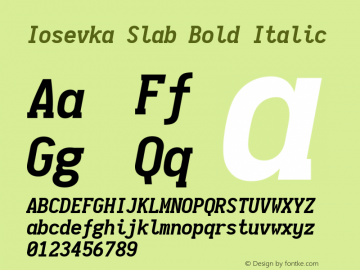 Iosevka Slab Bold Italic 1.11.3; ttfautohint (v1.6)图片样张