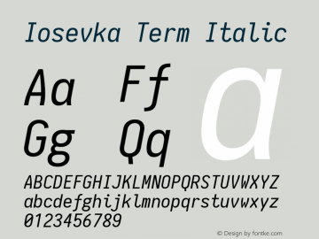 Iosevka Term Italic 1.11.3; ttfautohint (v1.6)图片样张