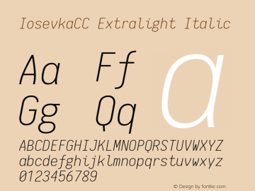 IosevkaCC Extralight Italic 1.11.3; ttfautohint (v1.6)图片样张