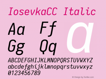 IosevkaCC Italic 1.11.3; ttfautohint (v1.6) Font Sample