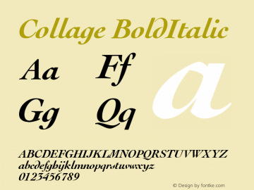 Collage BoldItalic Version 1.0 Font Sample