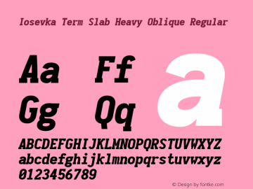 Iosevka Term Slab Heavy Oblique Regular 1.11.3; ttfautohint (v1.6)图片样张