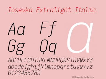 Iosevka Extralight Italic 1.11.3; ttfautohint (v1.6)图片样张
