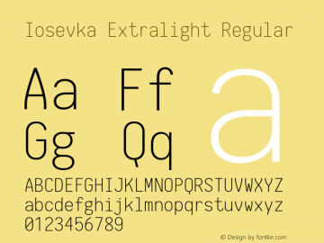 Iosevka Extralight Regular 1.11.3; ttfautohint (v1.6)图片样张