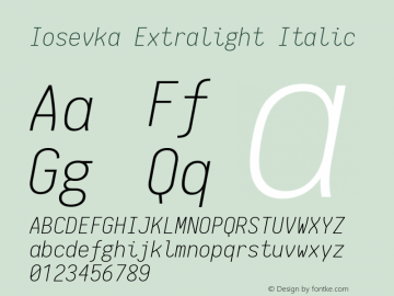 Iosevka Extralight Italic 1.11.3; ttfautohint (v1.6)图片样张