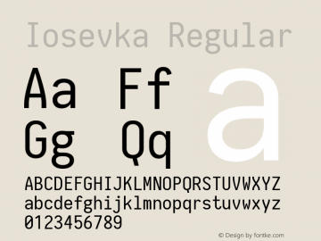 Iosevka Regular 1.11.3; ttfautohint (v1.6) Font Sample