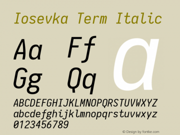 Iosevka Term Italic 1.11.3; ttfautohint (v1.6)图片样张