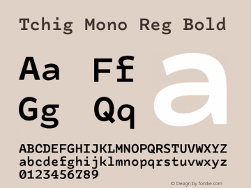 Tchig Mono Reg Bold Version 1.000 Font Sample