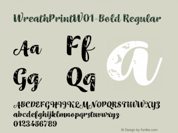 WreathPrintW01-Bold Regular Version 1.00 Font Sample