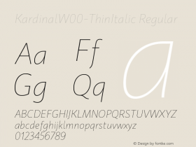 KardinalW00-ThinItalic Regular Version 1.00 Font Sample