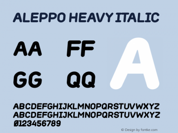 Aleppo Heavy Italic Version 001.000 Font Sample