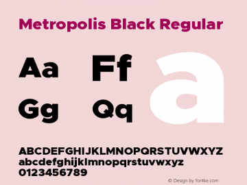Metropolis Black Regular Version 1.000;PS 001.000;hotconv 1.0.88;makeotf.lib2.5.64775 Font Sample