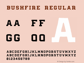 Bushfire Regular Version 1.000 Font Sample