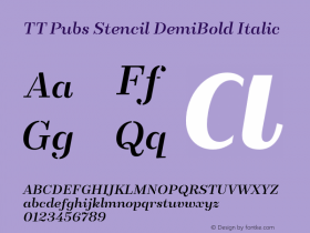 TT Pubs Stencil DemiBold Italic Version 1.000图片样张