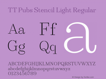 TT Pubs Stencil Light Regular Version 1.000 Font Sample