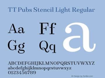 TT Pubs Stencil Light Regular Version 1.000 Font Sample