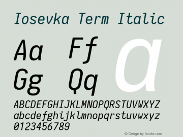 Iosevka Term Italic 1.11.4; ttfautohint (v1.6)图片样张