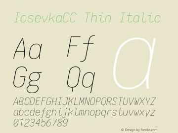 IosevkaCC Thin Italic 1.11.4; ttfautohint (v1.6)图片样张