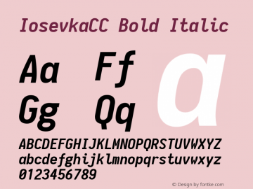 IosevkaCC Bold Italic 1.11.4; ttfautohint (v1.6) Font Sample