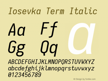 Iosevka Term Italic 1.11.4; ttfautohint (v1.6)图片样张