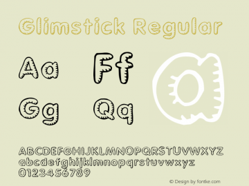 Glimstick Regular Macromedia Fontographer 4.1 30/03/98 Font Sample