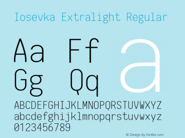 Iosevka Extralight Regular 1.11.4; ttfautohint (v1.6)图片样张