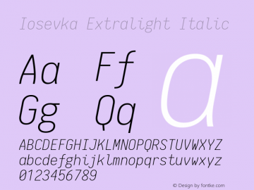 Iosevka Extralight Italic 1.11.4; ttfautohint (v1.6)图片样张