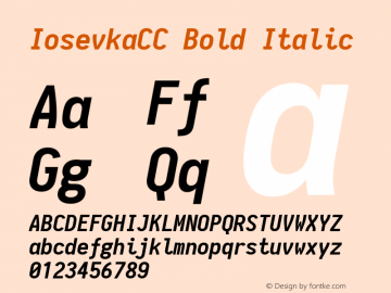 IosevkaCC Bold Italic 1.11.4; ttfautohint (v1.6) Font Sample