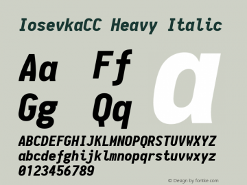 IosevkaCC Heavy Italic 1.11.4; ttfautohint (v1.6) Font Sample