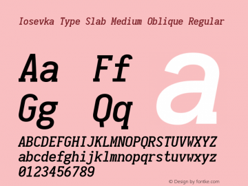 Iosevka Type Slab Medium Oblique Regular 1.11.4; ttfautohint (v1.6)图片样张